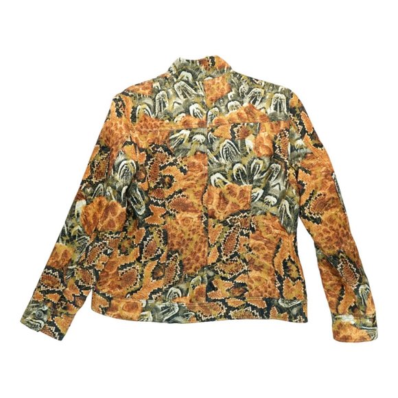 Chico's Jacket Size 1 Womens Small Snake Print Full Zip‎ Bomber Casual - Picture 2 of 7